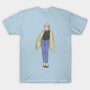 Hijab Gilr Yellow Jacket T-Shirt